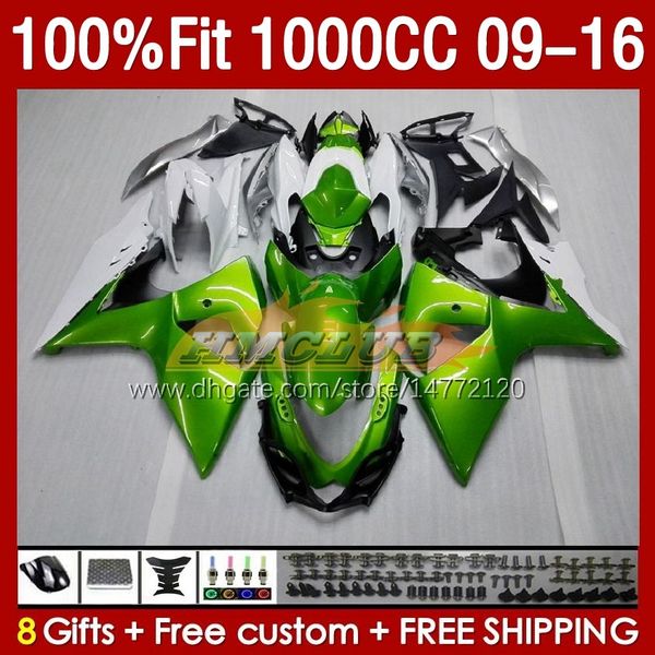 Carénages d'injection pour SUZUKI K9 GSXR 1000 CC GSXR1000 09 10 11 12 13 14 15 16 151No.45 K 9 1000CC GSXR-1000 2009 2010 2011 2012 2013 2014 2015 2016 Carénage OEM vert brillant