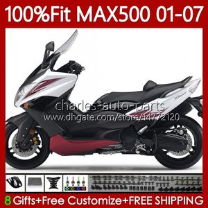 Carénages d'injection pour YAMAHA TMAX500 T-MAX500 MAX-500 TMAX-500 T MAX500 01 02 03 04 05 06 07 109No.34 TMAX MAX 500 XP500 2001 2002 2003 2004 2005 2006 2007 Kit Rouge foncé