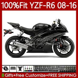 Carenados de inyección para YAMAHA YZF-R6 YZF R6 600 R 6 YZF-600 Negro brillante YZFR6 08 09 10 11 12 2013 2014 2015 2016 99No.159 YZF600 2008 2009 2010 2011 2012 13 14 15 16 Cuerpo OEM