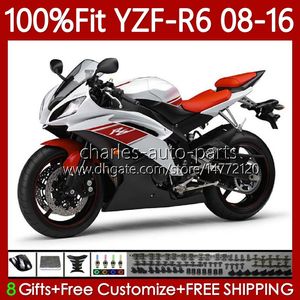 Carénages d'injection pour YAMAHA YZF-R6 YZF R6 600 R 6 YZF-600 YZFR6 08 09 10 11 12 2013 2014 2015 2016 99No.171 YZF600 Blanc rouge blk 2008 2009 2010 2011 2012 13 14 15 16 Corps FEO
