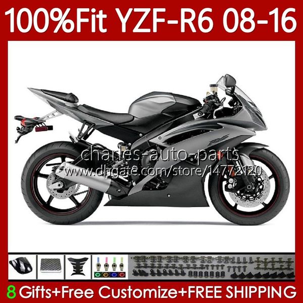 Carénages d'injection pour Yamaha YZF-R6 YZF Gris brillant R6 600 R 6 YZF-600 YZFR6 08 09 10 11 12 2013 2014 2015 2016 99No.164 YZF600 2008 2009 2010 2011 2012 13 14 15 16 Corps OEM