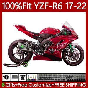 Carénages d'injection pour YAMAHA YZF600 YZF R6 R 6 600 CC YZFR6 17 18 19 2020 2021 2022 Corps 119No.199 YZF-R6 2017-2022 YZF-600 2017 2018 2019 20 21 22 Carrosserie OEM Rouge métallique