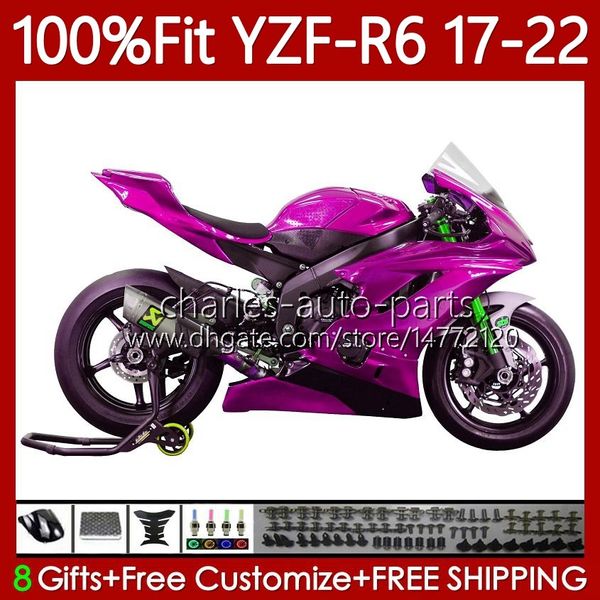 Carenados de inyección para YAMAHA YZF600 YZF R6 R 6 600 CC YZFR6 17 18 19 2020 2021 2022 Cuerpo 119No.198 YZF-R6 Light Rose 2017-2022 YZF-600 2017 2018 2019 20 21 22 OEM Carrocería