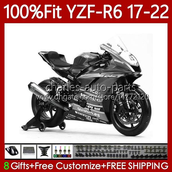 Carenados de inyección para YAMAHA YZF600 YZF R6 R 6 600 CC YZFR6 17 18 19 2020 2021 2022 Cuerpo 119No.213 YZF-R6 2017-2022 YZF-600 2017 2018 2019 20 21 22 OEM Carrocería Gris negro