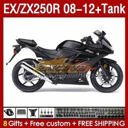 Serbatoio carenature iniezione per KAWASAKI NINJA EX250R ZX250R 2008 2009 2010 2011 2012 ZX250 EX250 R 163No.130 ZX-250R 08-12 EX ZX 250R 08 09 10 11 12 Carenatura OEM nera piatta