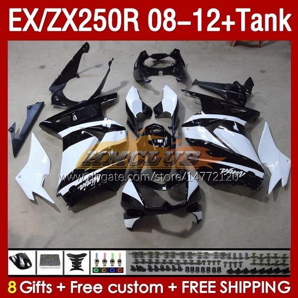 Tanque de carenado de inyección para KAWASAKI NINJA EX250R ZX250R 2008 2009 2010 2011 2012 ZX250 EX250 R 163No.94 ZX-250R 08-12 EX ZX 250R 08 09 10 11 12 OEM Carenado negro brillante