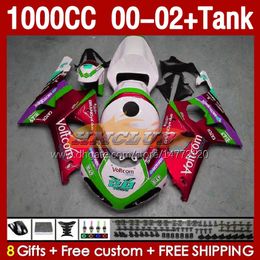 Tanque de carenados de inyección para SUZUKI GSXR 1000 CC 1000CC K2 GSXR-1000 2000-02 Bodys 155No.116 GSX R1000 GSXR1000 2001 2002 2002 GSX-R1000 00 01 02 OEM Carenado metal rojo negro