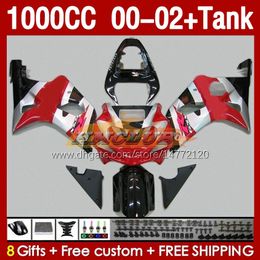 Injection Fairings Tank voor Suzuki GSXR 1000 CC 1000cc K2 GSXR-1000 2000-02 Bodys 155No.95 GSX R1000 GSXR1000 2001 2002 2002 GSX-R1000 00 01 02 OEM ROOD SILLY