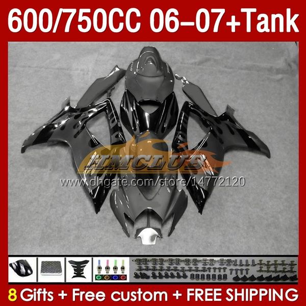 Tanque de carenados de inyección para SUZUKI GSXR 600 750 CC 600CC 750CC 2006-2007 154No.172 GSXR-600 GSXR600 K6 GSXR750 06 07 GSXR-750 GSX-R600 2006 2007 OEM Carenado llamas grises