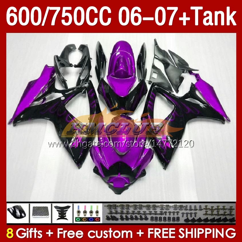 Injection Fairings & Tank For SUZUKI GSXR 600 750 CC 600CC 750CC 2006-2007 154No.143 GSXR-600 GSXR600 K6 GSXR750 06 07 GSXR-750 GSX-R600 2006 2007 OEM Fairing glossy purple