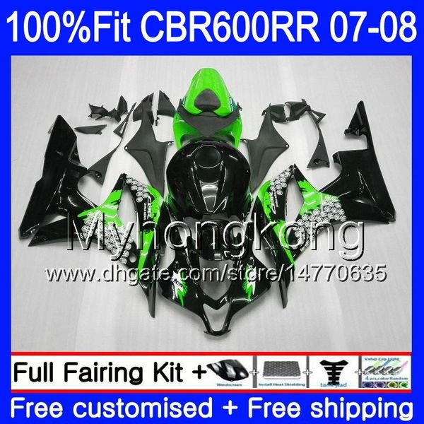 Inyección para HONDA CBR600 RR 07 08 Graffiti green hot CBR 600F5 600 RR F5 07 08 283HM.36 CBR600F5 CBR 600RR CBR600RR 2007 2008 Kits de carenado