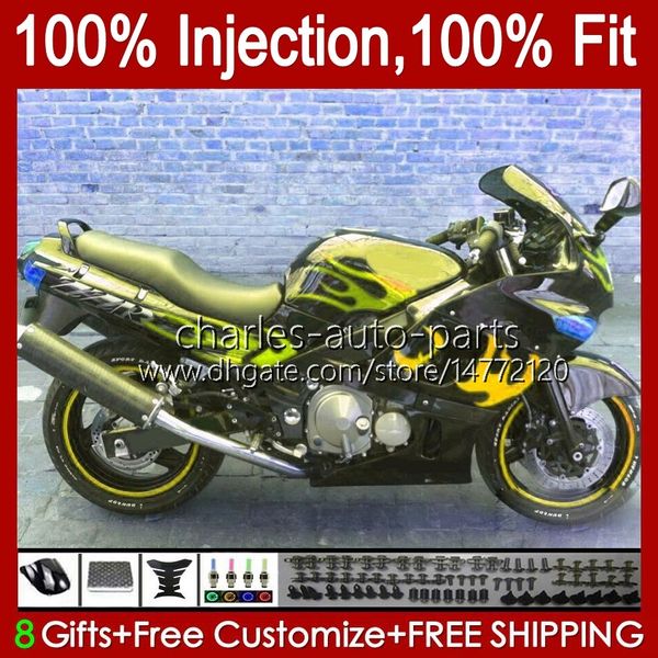 Injection pour KAWASAKI flammes dorées NINJA ZZR400 ZZR600 1993 1994 1995 1996 1997 1998 1999 07 84HC.172 ZZR 400 600 ZZR-400 2001 2002 2003 2004 2005 2006 2007 Carénage s