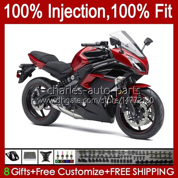 Corps de moulage par injection 100% adapté pour KAWASAKI NINJA 650R ER-6F 12-16 ER 6F Carrosserie 89HC.13 rouge brillant ER6 F ER6F 12 13 14 15 16 650-R 2012 2013 2014 2015 2016 Kit de carénage OEM