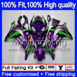 Inyección para KAWASAKI ZX1000 ZX 10 R 2011 2012 2013 2014 2015 Verde púrpura 218MY.22 ZX 10R 1000CC ZX-10R ZX10R 11 12 13 14 15 Carenados OEM