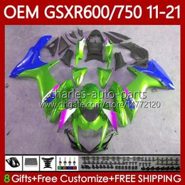 Iniezione Per SUZUKI Corpo GSXR 600 750 CC 600CC GSXR750 2011 2012 2013 2014 2015 2016 121No.115 750CC GSXR-750 Verde chiaro GSXR600 K11 11-21 GSXR-600 17 18 19 20 21 Carenatura