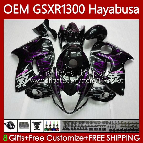 Injection pour SUZUKI Hayabusa Corps GSXR-1300 GSXR 1300 CC 08-19 77No.49 1300CC Flammes violettes GSXR1300 08 2008 2009 2010 2011 2012 2013 GSX R1300 14 15 16 17 18 19 Carénages