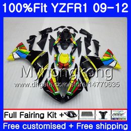 Inyección para YAMAHA YZF 1000 R 1 YZF-1000 YZFR1 09 10 11 12 arco iris negro 241HM.19 YZF R1 YZF1000 YZF-R1 2009 2010 2011 2012 Kit de carenado