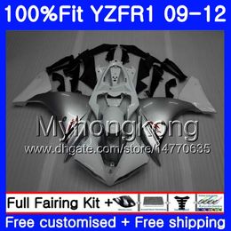 Inyección para YAMAHA YZF 1000 R 1 YZF-1000 YZFR1 09 10 11 12 Blanco plateado 241HM.2 YZF R1 YZF1000 YZF-R1 2009 2010 2011 2012 Kit de carenado