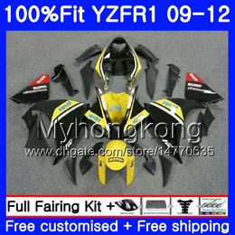 Injeção para YAMAHA YZF 1000 R 1 YZF R1 2009 2010 2011 2012 241HM.39 YZF-1000 amarelo preto quente YZF-R1 YZF1000 YZFR1 09 10 11 12 Kit de carenagem