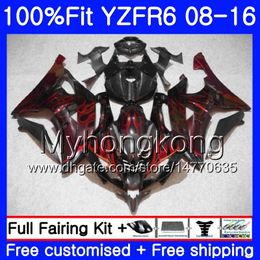 Injection Pour YAMAHA YZF600 YZFR6 08 09 10 11 12 YZF-600 234HM.11 YZF 600 R 6 YZF-R6 YZF R6 Flammes rouges chaudes 2008 2009 2010 2011 2012 Carénages