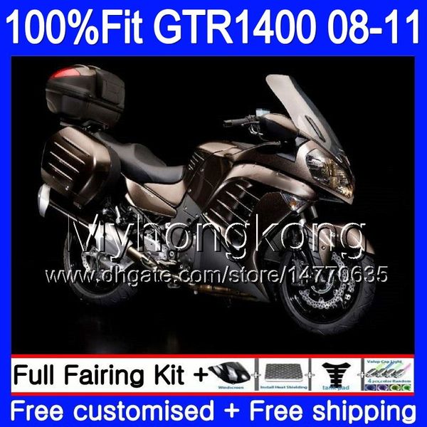 Cuerpo de molde caliente marrón brillante de inyección para KAWASAKI GTR1400 08 09 10 11 255HM.30 GTR-1400 08 11 GTR 1400 2008 2009 2010 2011 Kit de carenados