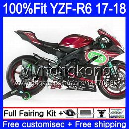 Injectiekit voor Yamaha Red Pata Stock YZF600 YZF R6 YZF 600 YZF-R6 17 18 248HM.40 YZF R 6 YZF-600 YZFR6 2017 2018 Kuiplichaam + 7Gifts