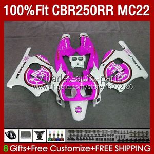 Injectie MC22 250CC voor HONDA CBR250 CC CBR 250RR 250 rr 90 91 92 93 94 95 1996 1997 1998 1999 131NO.255 ​​CBR250RR LUCKY PINK 1990 1991 1992 1993 1995 96 97 98 99 Kuip