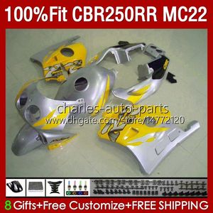 Inyección MC22 250CC para HONDA CBR250 CC CBR 250RR 250 RR 90 91 92 93 94 95 1996 1997 1998 1999 131No.242 CBR250RR 1990 1991 1992 1993 1995 96 97 98 99 Carenado amarillo plateado