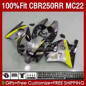 Inyección MC22 250CC para HONDA CBR250 CC CBR 250RR 250 RR 90 Amarillo gris 91 92 93 94 95 1996 1997 1998 1999 131No.264 CBR250RR 1990 1991 1992 1993 1995 96 97 98 99 Carenado