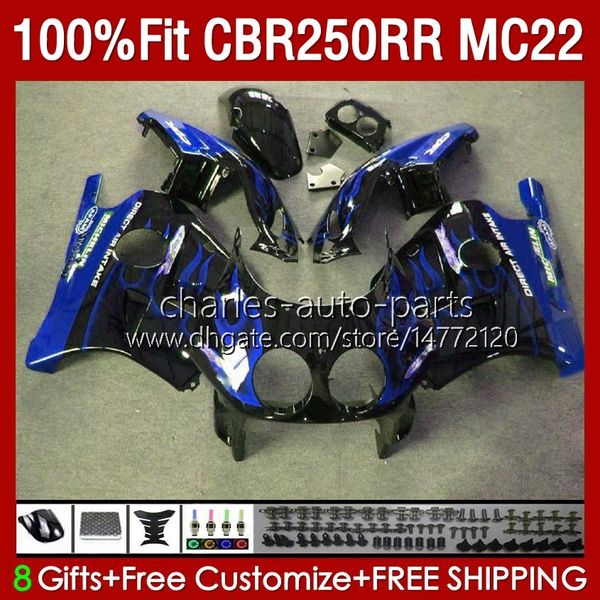 Injection MC22 250cc pour Honda CBR250 CC CBR 250RR 250 RR 90 91 92 93 94 95 1996 1997 1998 1999 131No.266 CBR250RR Flames bleues 1990 1991 1992 1993 1995 96 97 98 98 Fairring