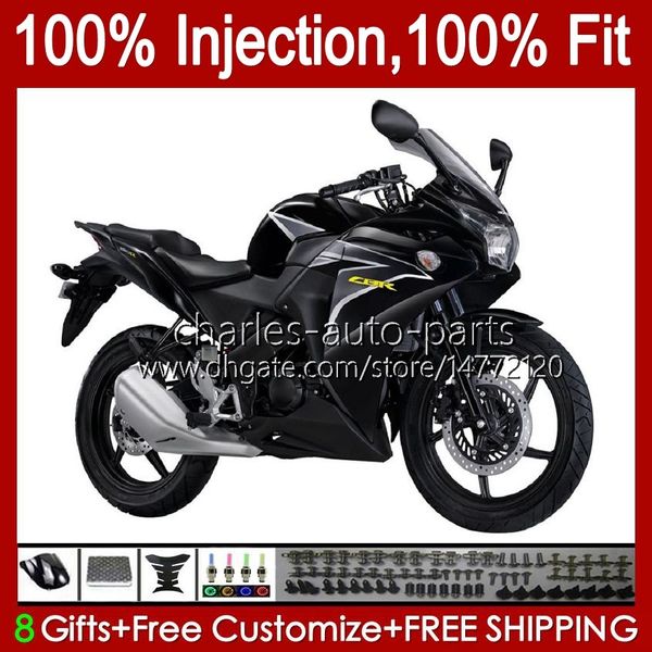 Corps de moulage par injection pour HONDA CBR-250R CBR 250R 250 R CC Carrosserie 58No.30 250CC Noir plat CBR-250 CBR250R MC41 11 12 13 14 15 CBR250 2011 2012 2013 2014 2015 Carénage OEM