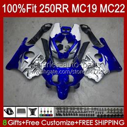 Injectie Mold Lichaam voor HONDA CBR 250RR 250 RR CC 250R CBR250RR 88 89 112HC.7 CBR 250CC MC19 88-89 CBR250 RR CC 1988 1989 OEM VOLLEDIGE FUNLING KIT METAL BLAUW