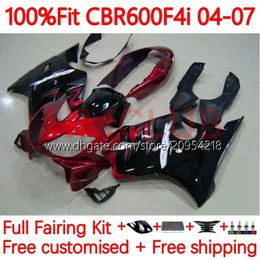 Cuerpo de molde de inyección para HONDA CBR 600 F4i FS CC F4 i 600F4i 600CC 04-07 138No.133 CBR600F4i CBR600 F4i 04 05 06 07 CBR600FS 2004 2005 2006 2007 Kit de carenado OEM llamas negras