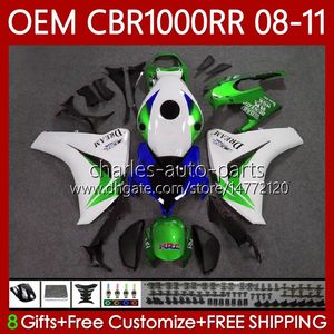 Cuerpo de molde de inyección para HONDA CBR1000 CBR 1000CC 1000 RR CC 08-11 Carrocería verde azul 60NO.37 CBR-1000 CBR1000RR 08 09 10 11 CBR 1000RR 2008 2007 2010 2011 Fairing OEM