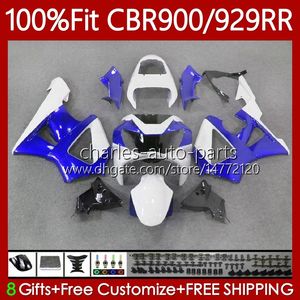 Injectie Mold Lichaam voor Honda CBR900 CBR929 CBR 929RR 900RR 900 929 RR CC 00 01 Carrosserie 68NO.35 900cc White Blue 929CC CBR929RR 00-01 CBR900RR 2000 2001 OEM FACKING