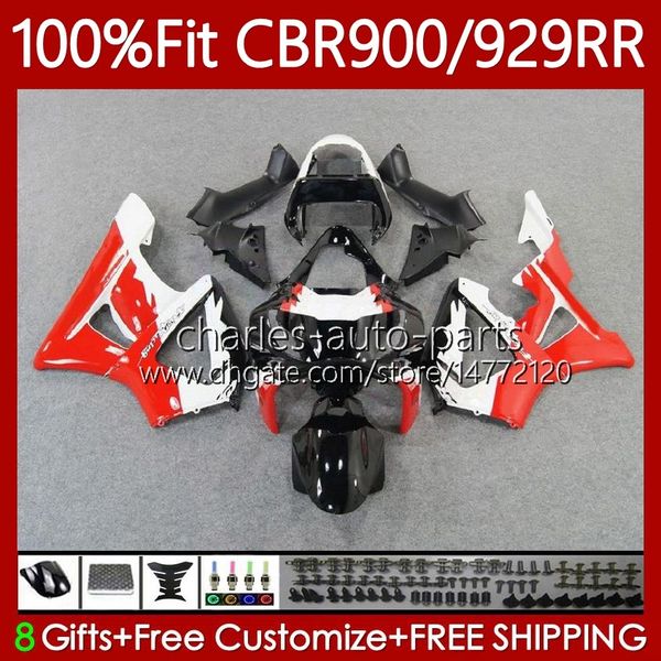 Corps de moulage par injection pour HONDA CBR900 CBR929 CBR Rouge noir blanc 929RR 900RR 900 929 RR CC 00 01 Carrosserie 68No.23 900CC 929CC CBR929RR 00-01 CBR900RR 2000 2001 Carénage OEM