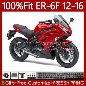 Corps de moulage par injection pour KAWASAKI NINJA 650R 650 R ER6 F ER 6F 2012-2016 Carrosserie 136No.36 ER-6F ER6F Stock rouge 12 13 14 15 16 650-R 2012 2013 2014 2015 2016 Kit de carénage OEM