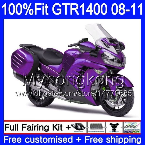 Cuerpo de molde de inyección para KAWASAKI GTR1400 08 09 10 11 255HM.4 GTR-1400 08 11 GTR 1400 2008 2009 2010 2011 Carenados Kit de color púrpura brillante superior