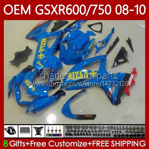 Cuerpo de molde de inyección para SUZUKI GSXR 600 750 CC K8 600CC 750CC 2008 2009 2010 88No.96 GSXR-750 GSXR600 GSX-R600 GSX-R750 GSXR-600 GSXR750 08 09 10 RIZLA azul OEM Carenado