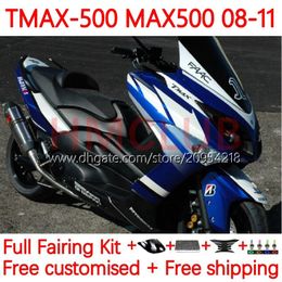 Corps de moule d'injection pour yamaha t-max500 TMAX-500 MAX-500 T 08-11 Bodywork 32NO.17 Tmax Max 500 TMAX500 MAX500 08 09 10 11 XP500 2008 2009 2010 Fairings Blue White Blue