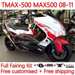 Spuitgietlichaam voor YAMAHA T-MAX500 TMAX-500 MAX-500 T 08-11 Carrosserie 32No.27 TMAX MAX 500 TMAX500 MAX500 08 09 10 11 XP500 2008 2009 2010 2011 Stroomlijnkappen zwart rood