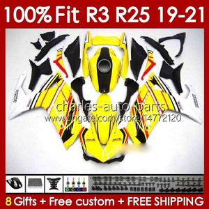 Molde de inyección Cuerpo para YAMAHA YZFR3 YZFR25 YZF R 3 25 R3 R25 19 20 21 Carrocería 141No.37 100% Fit YZF-R3 YZF-R25 2019 2020 2021 Marco 2019-2021 Kit de carenado OEM stock amarillo