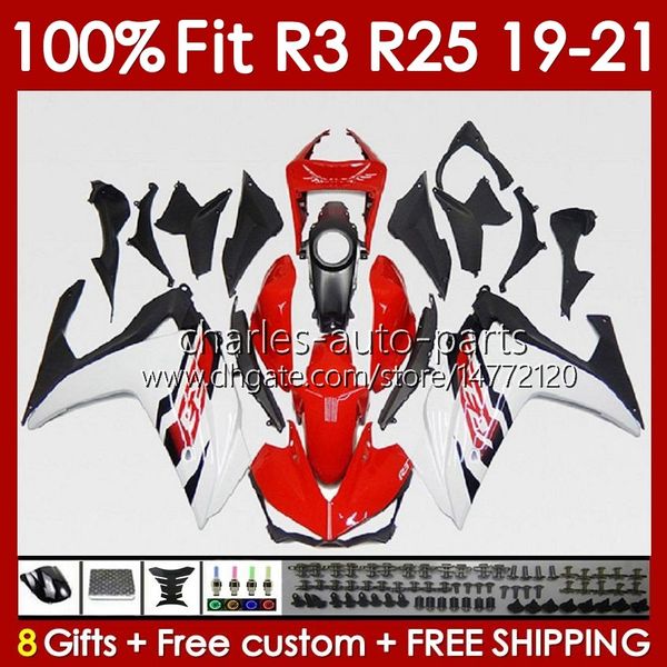 Corps de moulage par injection pour Yamaha YZFR3 YZFR25 YZF R 3 25 R3 R25 19 20 21 Carrosserie 141No.36 100% Fit YZF-R3 YZF-R25 2019 2020 2021 Cadre 2019-2021 Kit de carénage OEM rouge brillant