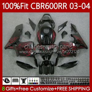 Cuerpos de molde de inyección para HONDA CBR 600 RR CC F5 600F5 03-04 Carrocería 71No.50 CBR-600 Llamas rojas CBR600 RR CBR600RR 03 04 CBR 600RR 600CC CBR600F5 2003 2004 Carenado OEM