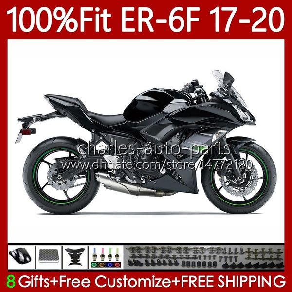 Cuerpos de molde de inyección para KAWASAKI NINJA 650R ER6 Negro brillante F ER 6F 650 R 2017-2020 Carrocería 137No.25 ER-6F ER6F 17 18 19 20 ER6-F 650-R 2017 2018 2019 2020 Kit de carenado OEM