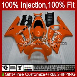 Injectie Mold Bodys voor Kawasaki Ninja ZX 6R 600 CC 6 R ZX-6R ZX6R 03 04 Carrosserie 8NO.59 Glossy Orange ZX 636 600CC ZX636 03-04 ZX600C ZX600 ZX-636 2003 2004 OEM Fairing Kit