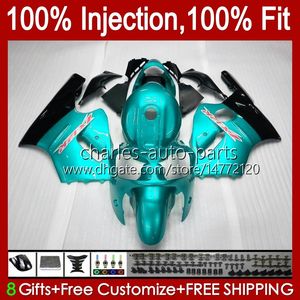 Corps de moulage par injection pour KAWASAKI NINJA ZX-12R ZX1200 C ZX 12 R 1200 CC ZX12R 00 01 Carrosserie 2No.75 ZX 1200 12R 1200CC 00-01 ZX1200C 2000 2001 Kit de carénage OEM cyan brillant