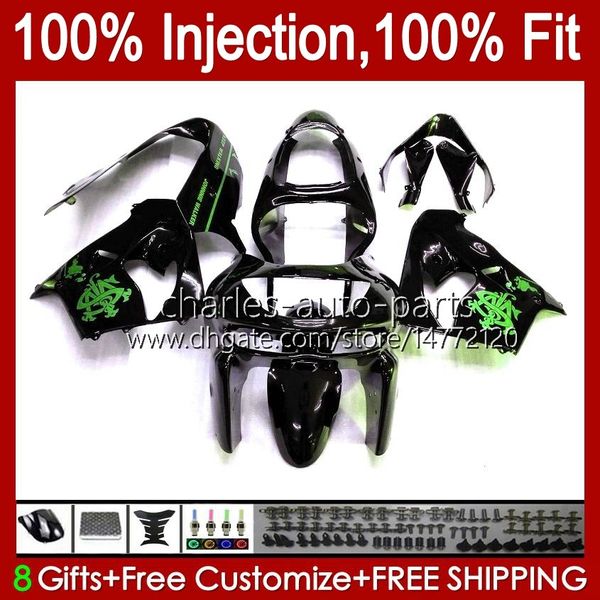 Corps de moulage par injection pour KAWASAKI NINJA ZX9 R ZX9R 98 99 00 01 Carrosserie 17No.90 ZX900 ZX-900 900CC ZX-9R 1998 1999 2000 2001 ZX 9R 9 R 900 CC 98-99 Kit de carénage OEM stock vert