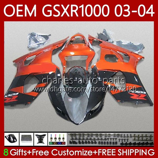 Bodys de molde de inyección para Suzuki GSXR-1000 K 3 GSX R1000 GSXR Naranja Negro 1000 CC 2003-2004 Carrocería 67NO.19 1000CC GSXR1000 K3 03 04 GSX-R1000 2003 2004 Kit de carenado OEM