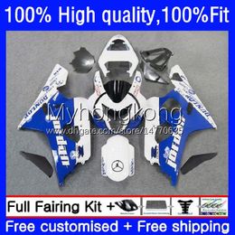 Cuerpos de molde de inyección para SUZUKI GSXR600 Blanco azul nuevo GSXR-750 GSX-R750 K4 750CC 04 05 20No.62 GSXR 600 750 CC 600CC GSX-R600 04-05 GSXR750 GSXR-600 2004 2005 Carenados OEM